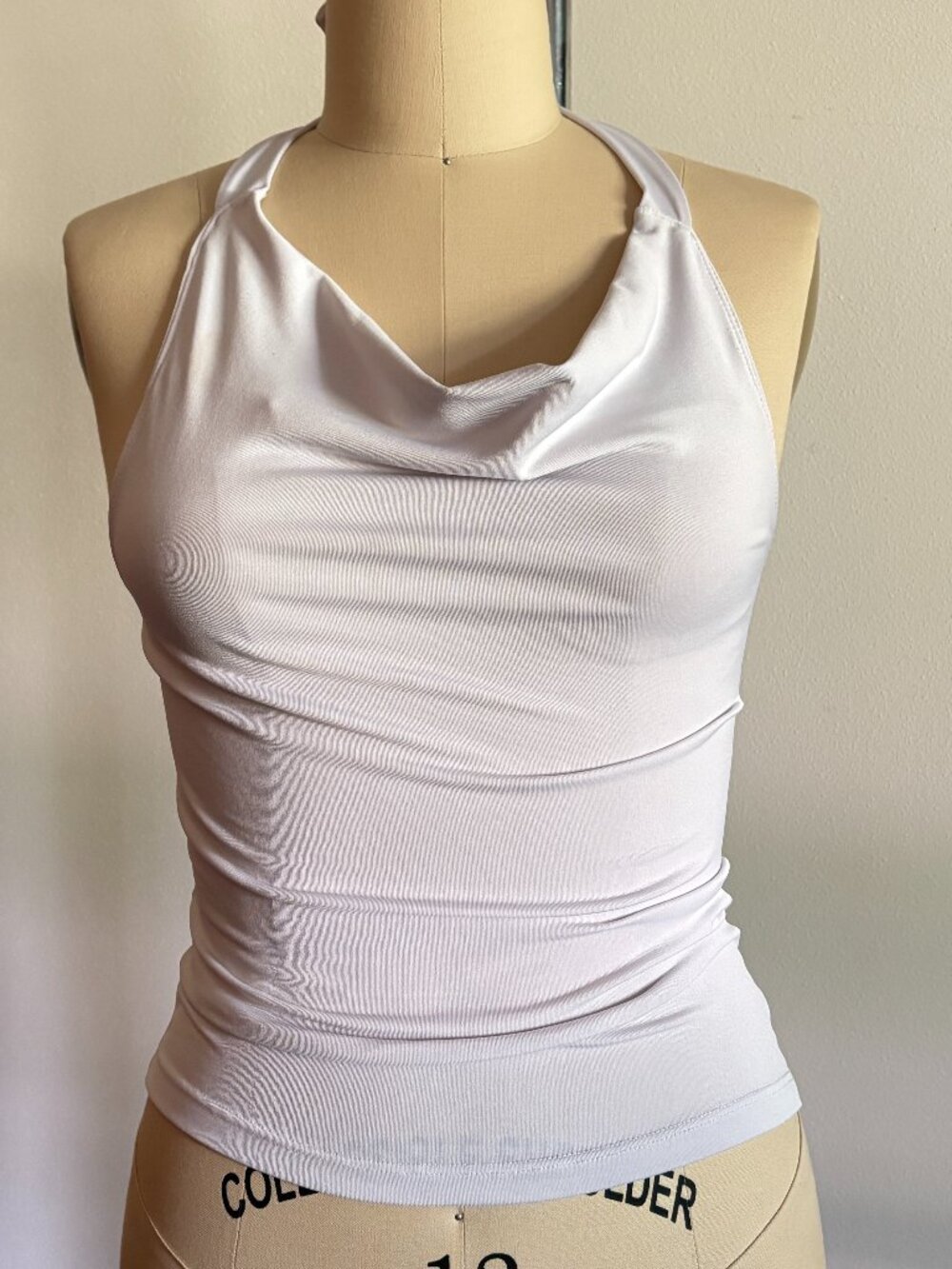 White Cowl Neck Halter Top